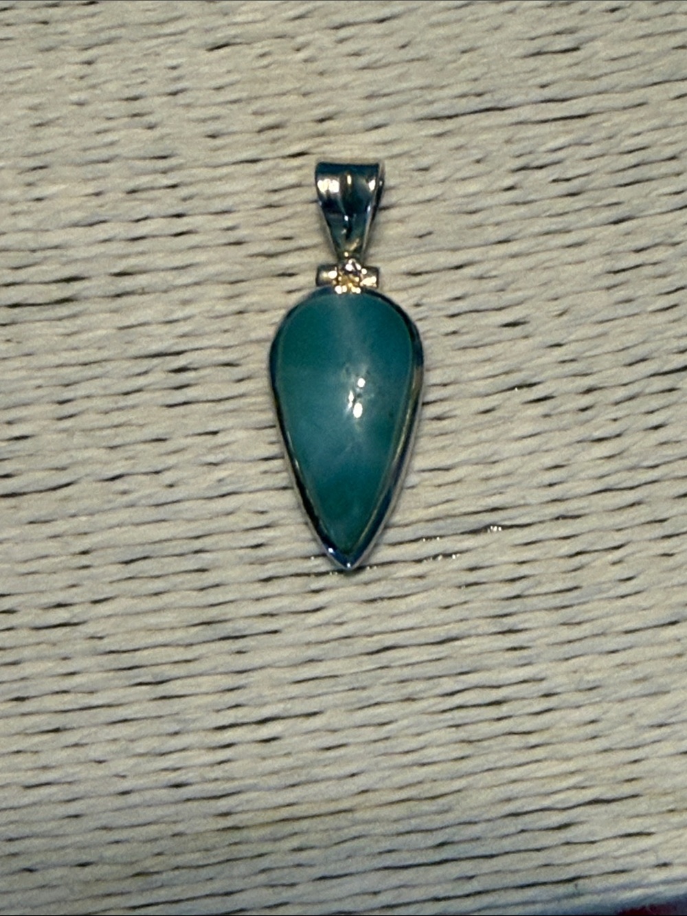 Teardrop Dominican Larimar stone - Stamped Sterling Silver Setting 1.25” - Picture 5 of 5